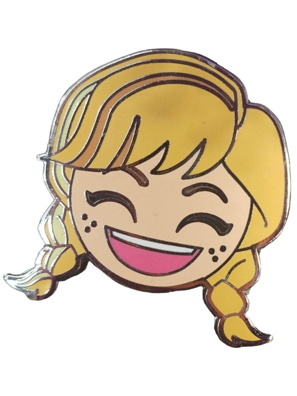 Disney Anna Frozen Trading Pin Laughing Emoji Princess Badge Brooch Lapel Pin